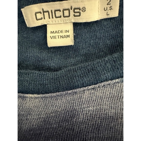 Chico's Pullover Top Sz 2/ L Shades of Blue Short Sleeve 100% Linen - Picture 5 of 5